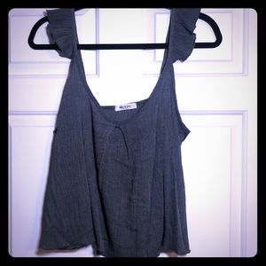 Charcoal Grey Ruffled Off Shoulder Top